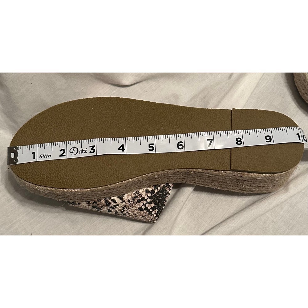 Camel Toes Flatform Espadrille Slide Mules Neutral Faux Snakeskin Sandals - Picture 12 of 14